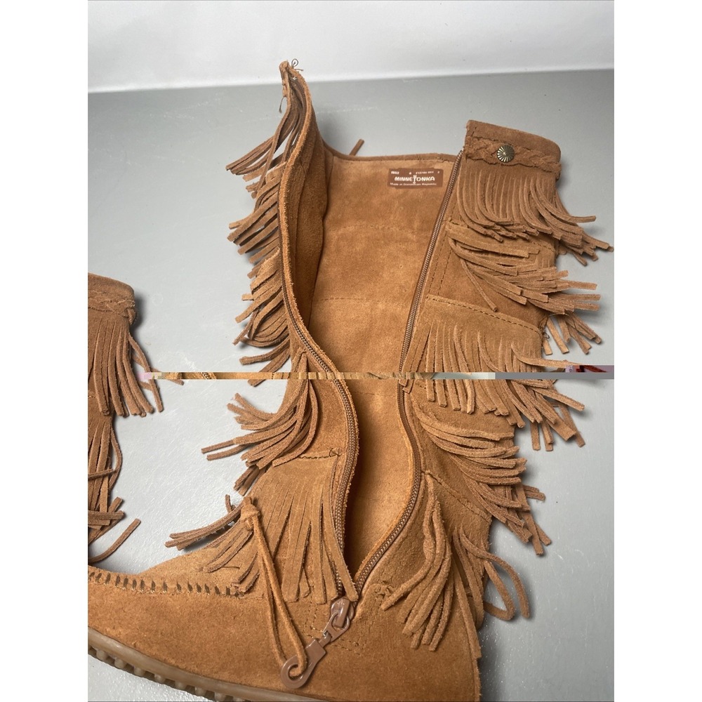 Minnetonka Moccasins 1652 Women's 5 Layer Fringe Calf High Boots Size 6 - Picture 7 of 8